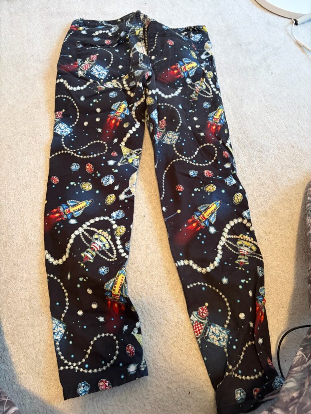 Novelty Space Rocket Print Pants Streetwear Unique - Picture 3 of 4